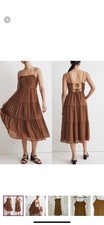Madewell Sophia Cami Tiered Midi Dress in Dot Sleeveless Brown/White Size 22
