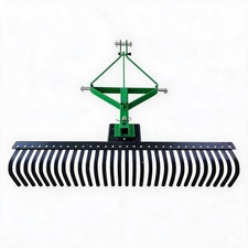 60" 3 Point Landscape Rake Green with 30 Steel Teeth for Category 1/2 Tractors