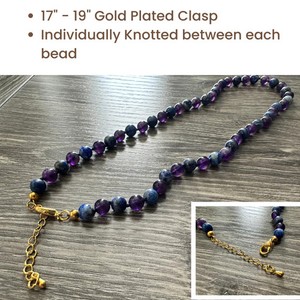 Authentic ADHD Focus Anger Amethyst Lapis Lazuli 12.5 or 14 16 17 19 inch