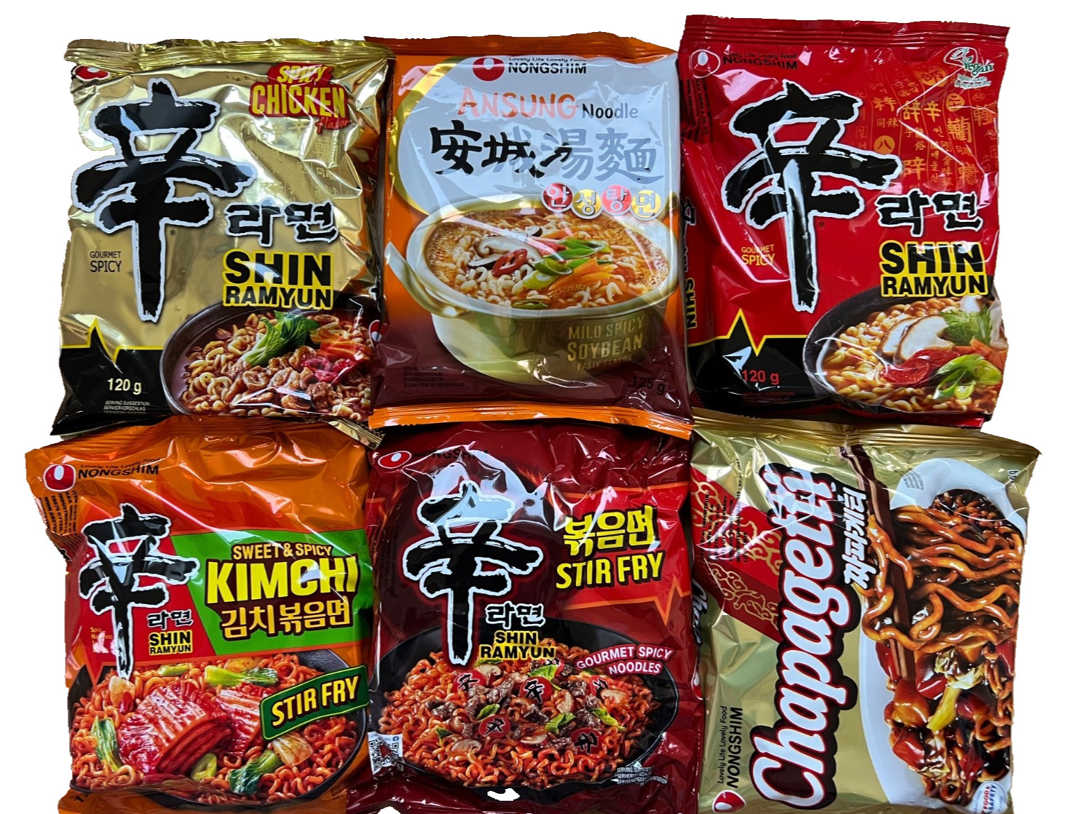 18er Nong Shim MIX Chicken Chapagetti KIMCHI Instant Ramen Nudel Shin Nongshim