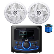JVC Marine 2.7" BT AM/FM/WB Radio Receiver, 2x 5.25" 180W White Speakers,Wire