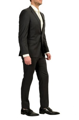 Hugo Boss Men's ''Huge6/Genius5'' Slim Fit Gray 100% Wool Suit US 38R IT 48R