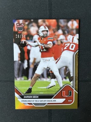 Carson Beck Debut 2025-26 Bowman U Now Card 5 Gold Foil Parallel 29/50