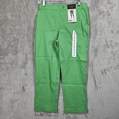 Rafaella Capri Pants Womens 4 Kelly Green Stretch Functional Pockets Split Hem