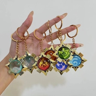 8cm Genshin Impact Mondstadt Vision Metal Keychain Ring Eye of God Gift Large