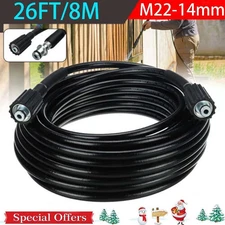 HOT 26ft 5800PSI High Pressure Washer Hose M22-14mm Power Washer Extension Hose