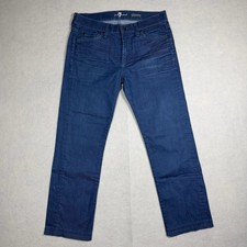 7 For All Mankind Jeans Mens 32x28 Blue Slim Fit Denim Hemmed USA Made