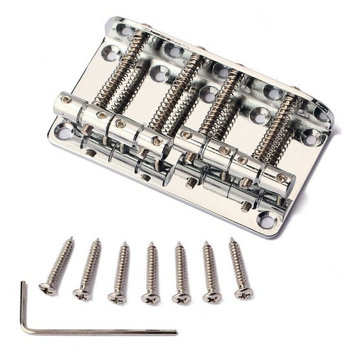 1 Set Bridge for Fender Precision Jazz Bass Guitar Parts Chrome 201B-4 Badass J - Picture 4 of 12