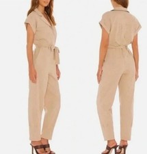 Lovers and Friends NWT Size Medium Whitney Jumpsuit Linen Blend Belt Pockets