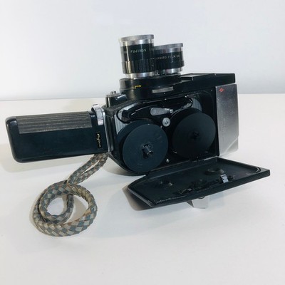 Vintage Fujica 8 T3 8mm Cine Camera Turret Lenses Case Japan 1960s Untested
