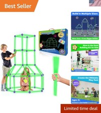 Fun Forts Glow Fort Building Kit for Kids - 81 Pack Glow in The Dark STEM Bui...