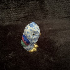 Herend-miniature Owl-Blue Fishnet 24 K Gold