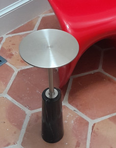 Interlude Side Table Black Marble Stainless Round Top Cocktails Ligne Roset BOX