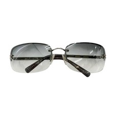 CHANEL 4113 Coco Mark Gray Leather Chain Gradient Lens Sunglasses 65 15 Silver B