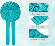 Turquoise Blue Sleep Bonnet Queen Satin Bonnet Comfort Cap Stays On Large