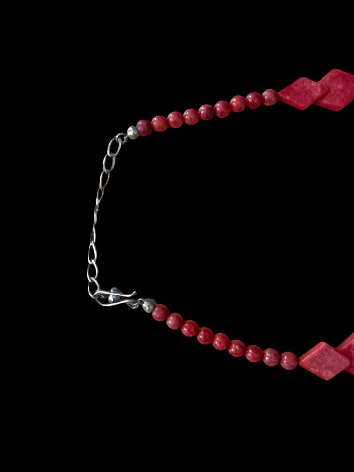 Colar Jay King DTR 925 prata esterlina vermelho coral diamante declaração - Imagem 4 de 4