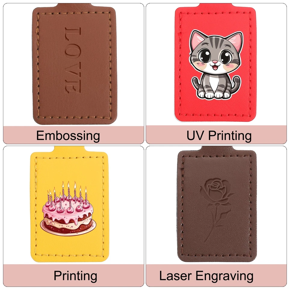 Engraving Keychain Blanks, 6Pcs Rectangle Leather Keychain Blanks, 3 Color - Image 3 of 4