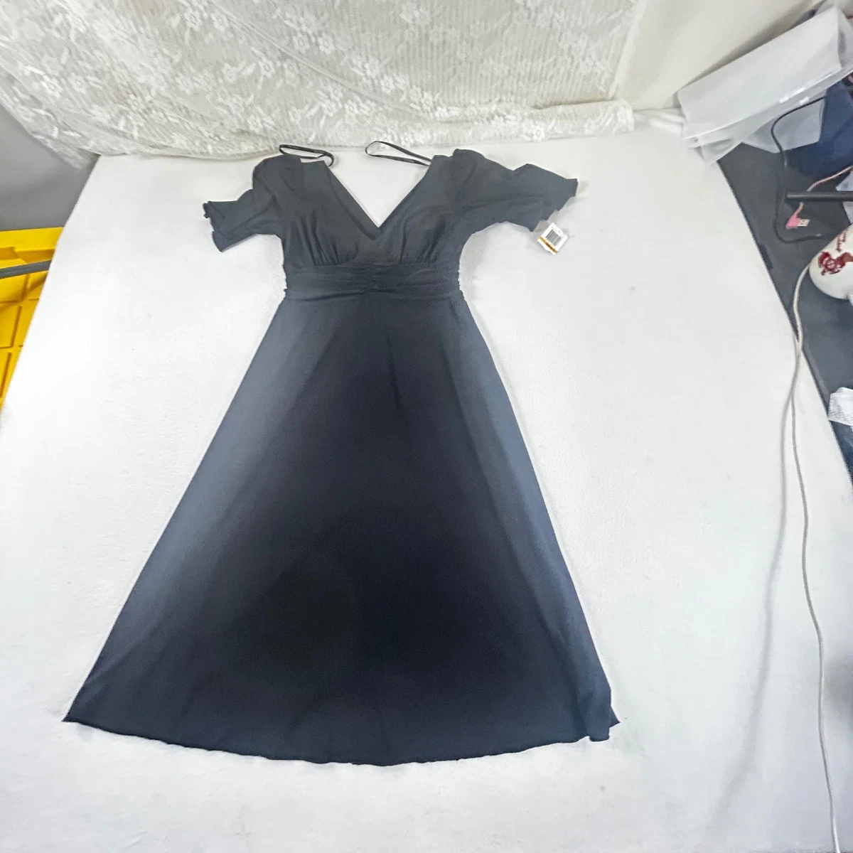 midi black chiffon dress KissProm