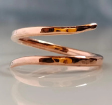 Solid Pure Copper Minimalist Healing Ring, Handmade, Unisex, Bypass Ring