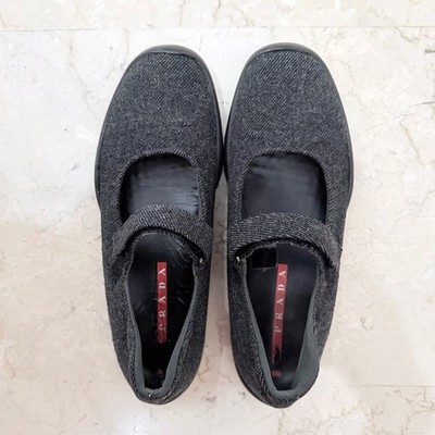 Vintage 2000s Prada Sport Gray Maryjanes Ballet Flats Vibram EU 39