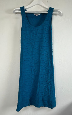 Toad & Co Women's Samba Wave Tank Dress Sleeveless Textured Knit Blue Size Small