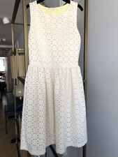 AQUA Girls Dress Laser Cutout White Small  8-10 