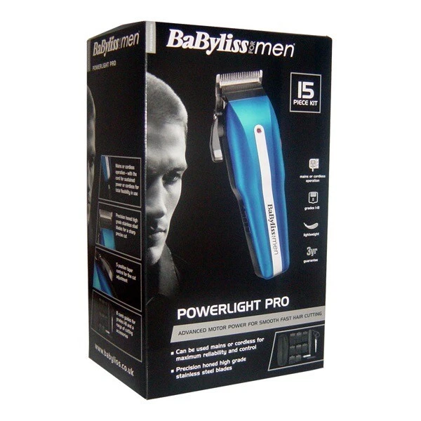 Babyliss Mens Pro Powerlight Mains Cordless Hair Clippers Trimmer