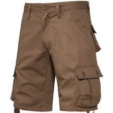 Mens Cotton Chino Twill Knee Length Half Pants Multi Pockets Cargo Combat Shorts