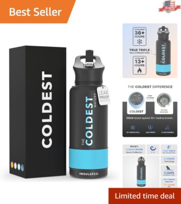 Sleek 32 oz Stainless Steel Water Bottle with Straw Lid - Coldest Performance