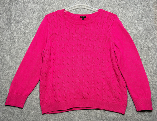 Talbots Sweater Womens 3X Pink Cable Knit Wool Blend Classic Cozy Comfy *Flaw