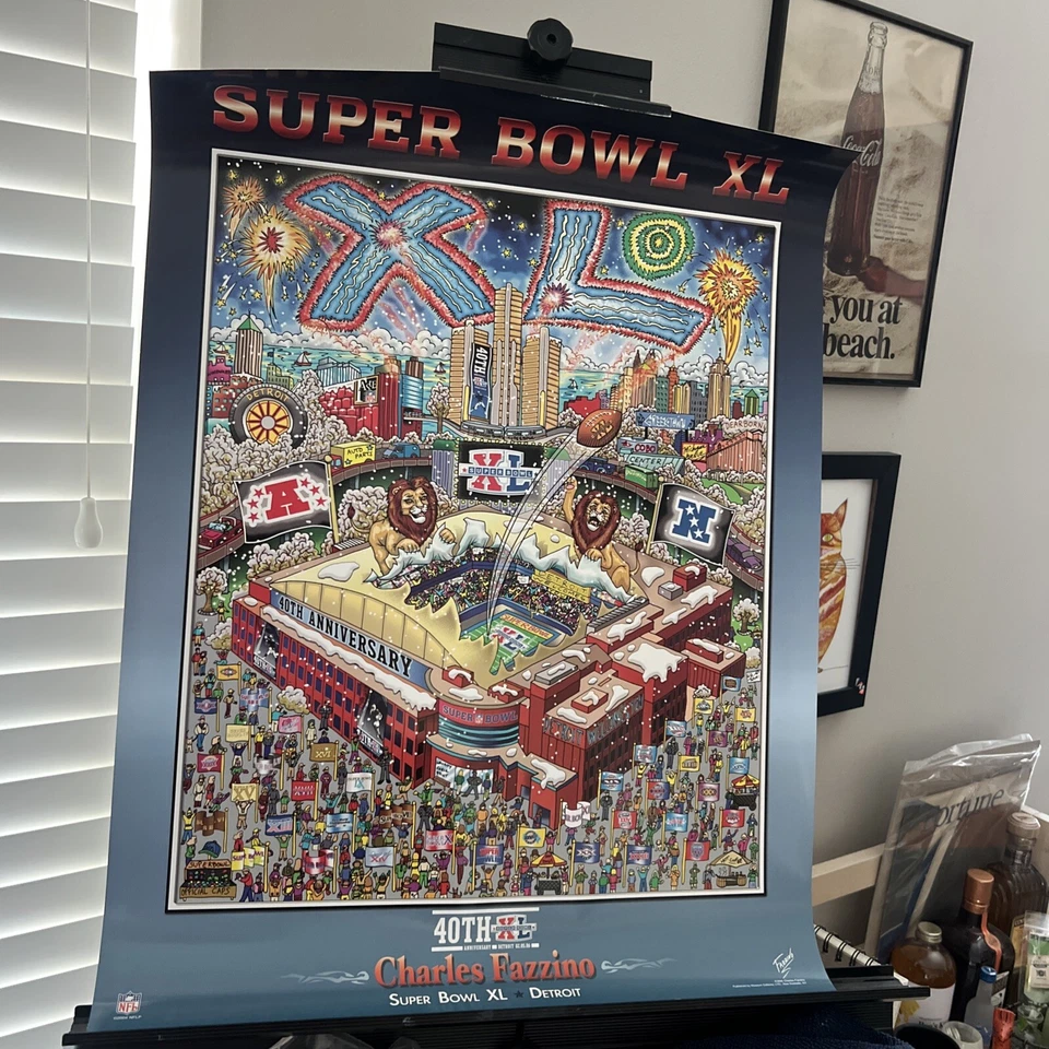 Póster RARO Fazzino NFL Kickoff Weekend Time Square/Super Bowl XL 18x24 ver foto Foto 2 de 4
