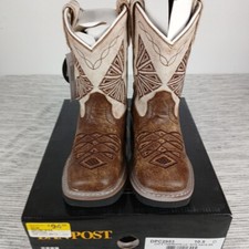 Dan Post Lil' Kite Days Western Cowboy Boots Girls'10.5 D Square  Toe  Tan White