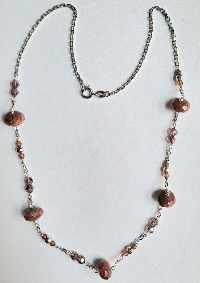 collana in argento 925 zirconia cubica arancione e pietra di luna sfaccettata - Immagine 2 di 4