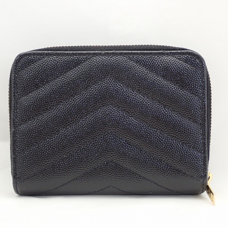 小物 SAINT LAURENT PARIS Fastener Coin Purse Saint Laurent Mini YSL Coin Keyring Bag in Quilted Leather