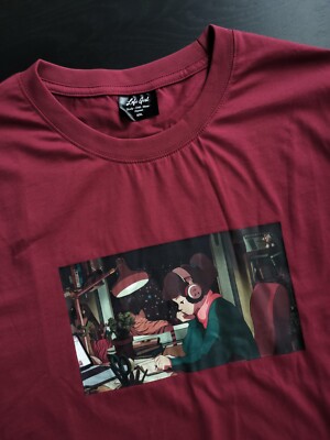 Lofi girl tshirt ts red Short Sleeve Crew Neck T Shirt Size XXL unisex all new 