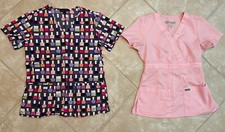 Lot Extra Small Zoe and Chloe Grey s Anatomy Pink Scrub Top XS Nail Polish Purpl