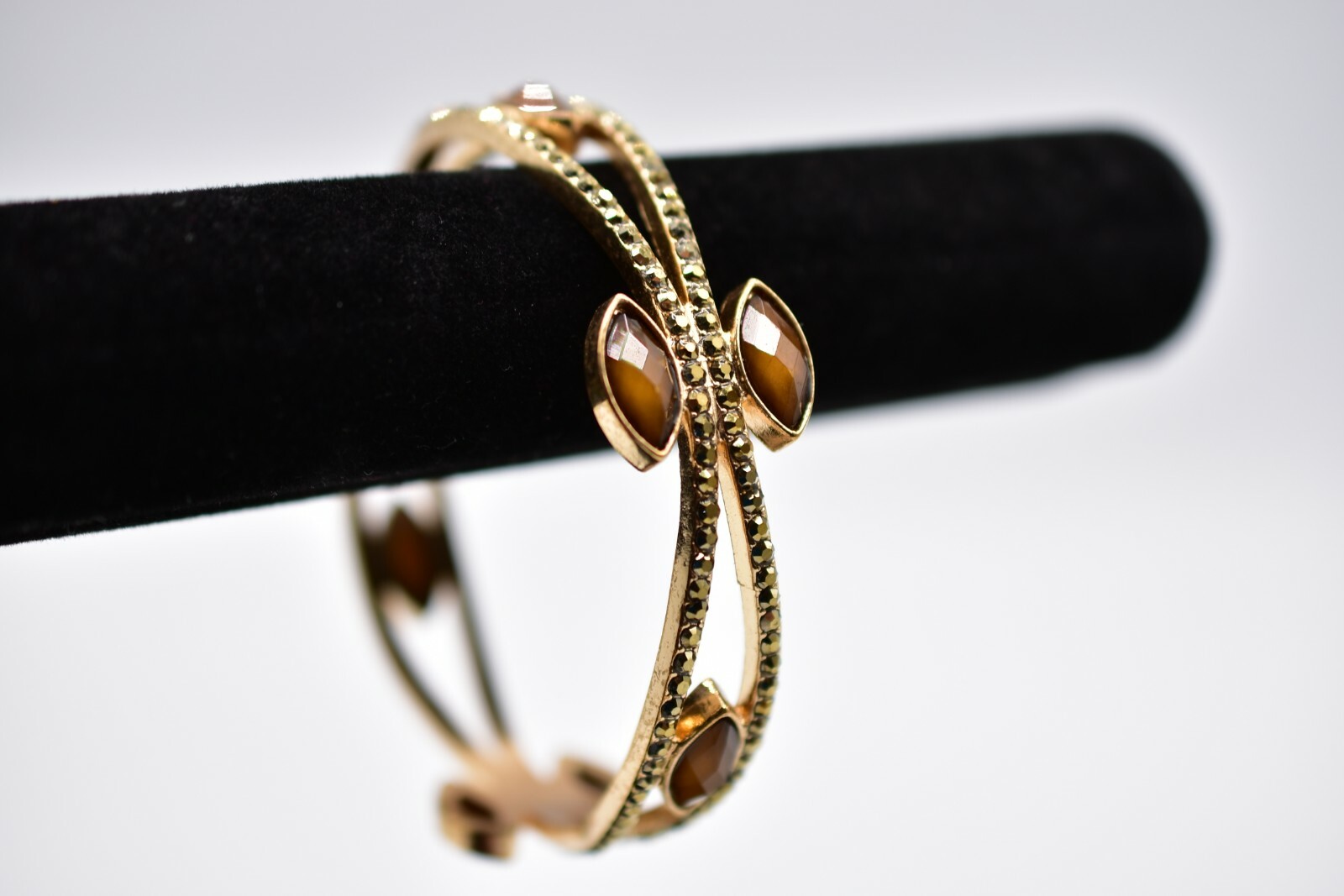Statement Bangle Bracelet Rhinestone Crystal Gold… - image 5