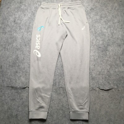 Asics Volleyball Jogger Pants Mens Large L Gray Microfleece Performance Leisure