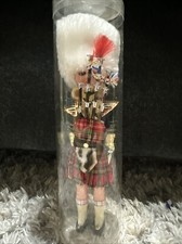 Vintage Scottish Girl Doll with Bagpipe 8" - Eyes Open  Close