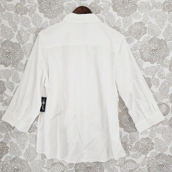 NWT Lord & Taylor Button up 3/4 Sleeve Striped Women's Dress Shirt Size 1X - Image 2 of 4
