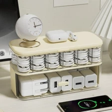 Clear Compartmentalized Cable Storage Box for Neat Wire Arrangement Use