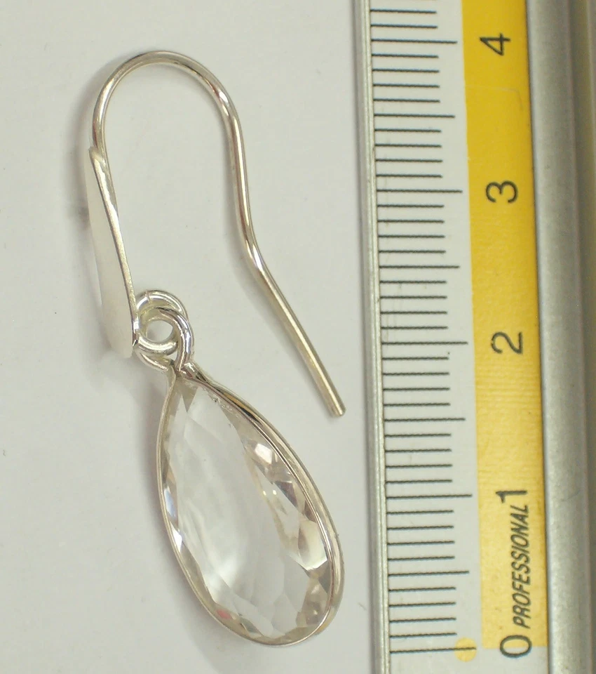 ORECCHINI in ARGENTO 925 con goccia in CRISTALLO DI  ROCCA - Quarzo Ialino - - Immagine 3 di 4