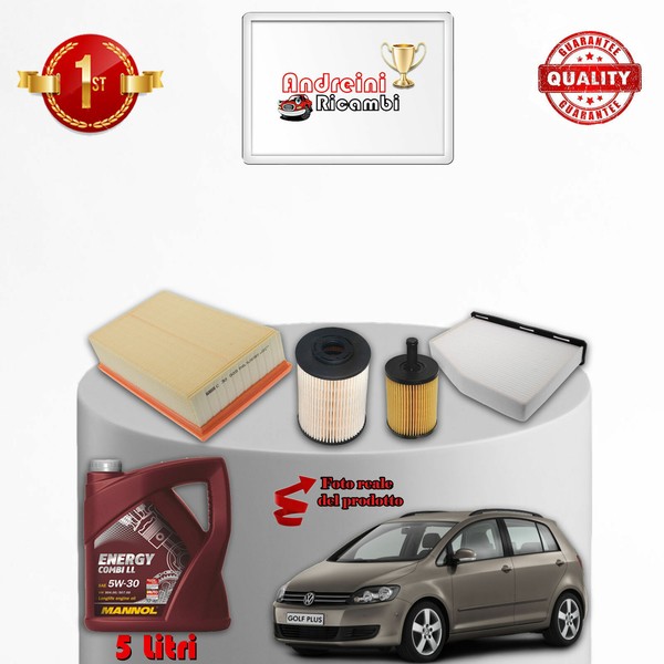 Set Service 4 Filter Und ÖL Vw Golf Plus 1.9 Tdi 77KW 105CV Von 2005->-image