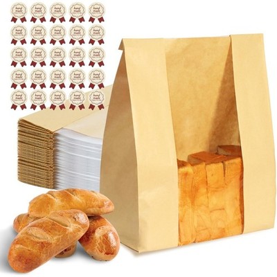 Large Sourdough Bread Bags 25PCS with Window Bakery Food Packaging Storage Gift