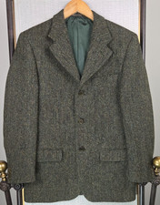 DAVID SADDLER x HARRIS TWEED Made in Italy Mens Size 46 Sporting Jacket Green