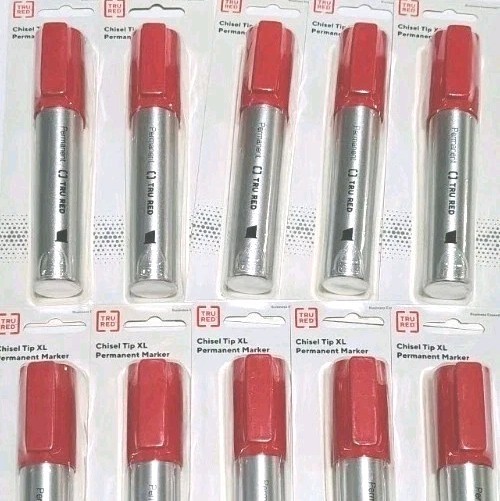 (25x) Lot Red Chisel Tip XL Permanent Marker Tru Red Brand New Extra Broad Tip