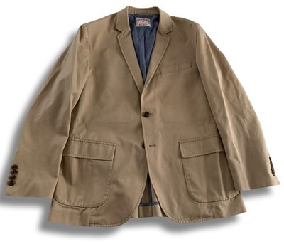 Recent! Brooks Brothers Mens Medium Casual Tan Khaki Twill Cotton Sport Coat