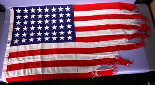 Vintage 48 Star American Flag WWII Era Sewn Mare Island No 10 Sewn 34x60 Inches