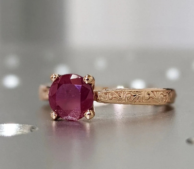 #ad 1CT Vintage NATURAL Ruby Engagement Ring High Profile Prongs In 14k Rose Gold $327.99