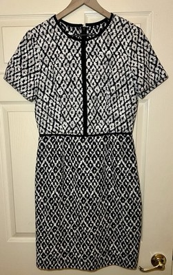 Oscar de La Renta Dress Jaquard Mid Length Dress Size 8 NWT